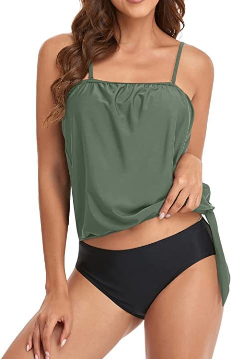 Tops - Tankini Damen Bikini Crop Top mit