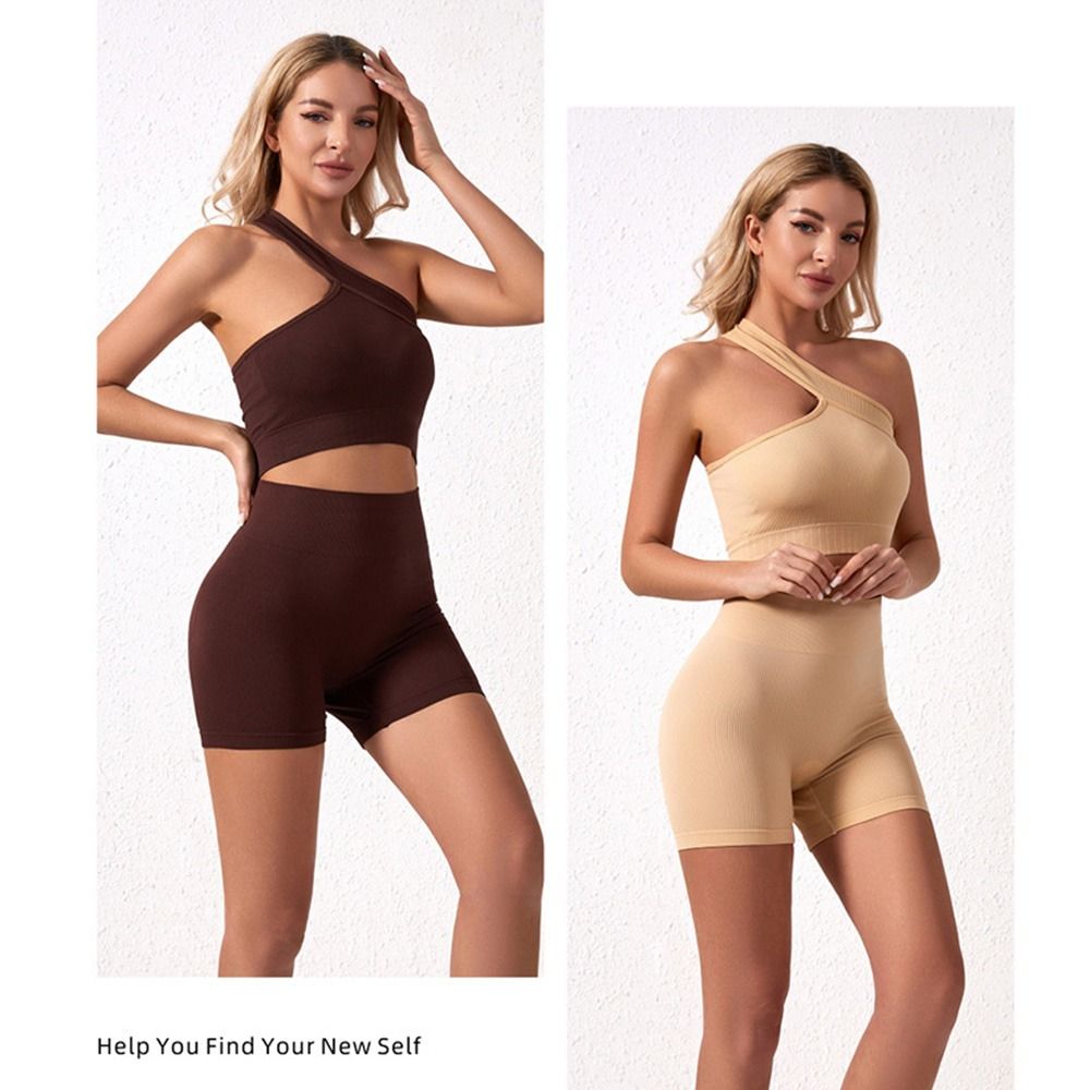 Seamless Ribbed Workout Tank Top - 2-teiliges wiederverwendbares nahtloses Damen-Workout-Set, gerippte High-Waist-Yoga-Outfits,