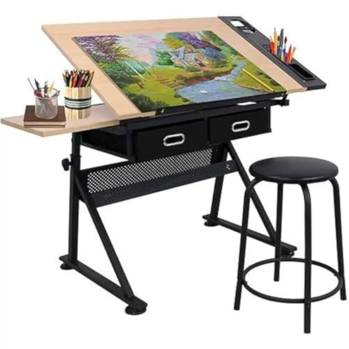 Tops - Verstellbarer Zeichentisch mit neigbarer Holzplatte 45