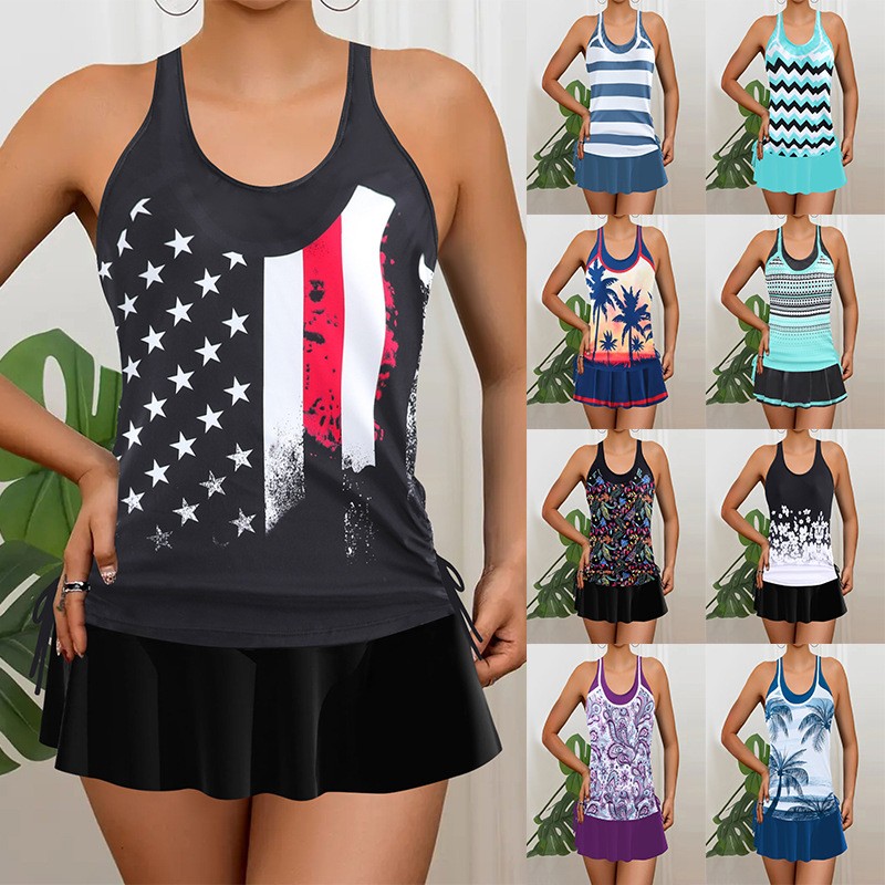 Skirts - Tankini Damen-Bikini Ärmelloses Tanktop mit Rockrock