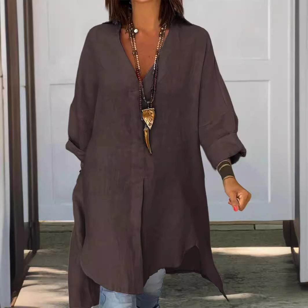 Casual Loose Linen Shirt Dress - Neu 2024 Damen Freizeitkleid aus Baumwolle