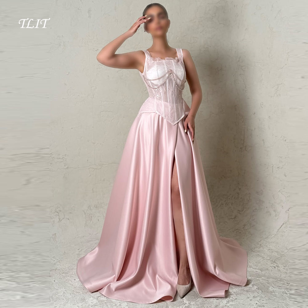 Elegant Satin Evening Gown Split - TLIT Elegante Abendkleider aus Seidensatin in