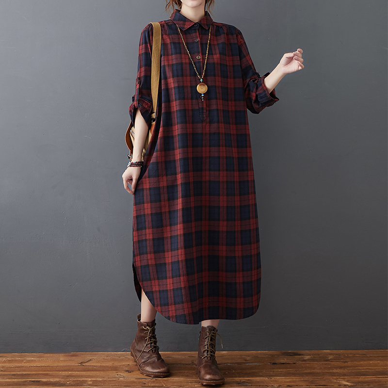 Casual Loose Linen Shirt Dress - Baumwoll-Leinen-Kleid für Damen, Herbst Neuheit, Locker