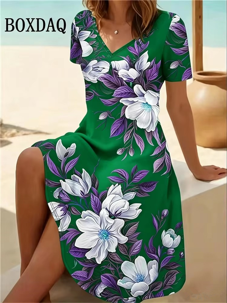 Boho Summer Beach Maxi Dress - 6XL Übergröße Damenkleider Sommer Strand Lässiges