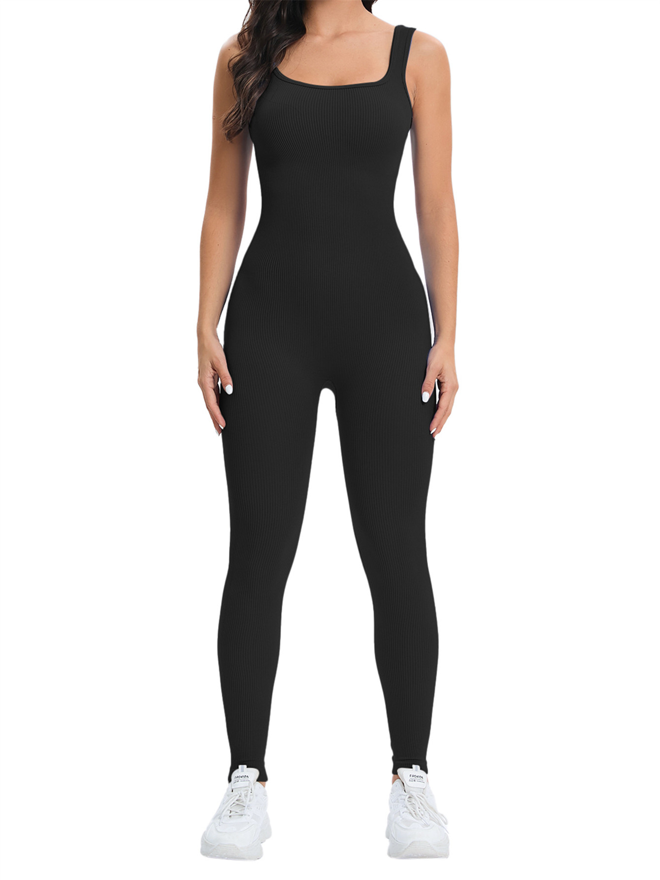 Seamless Ribbed Workout Tank Top - Nahtloser Overall für Damen, Workout, Yoga,