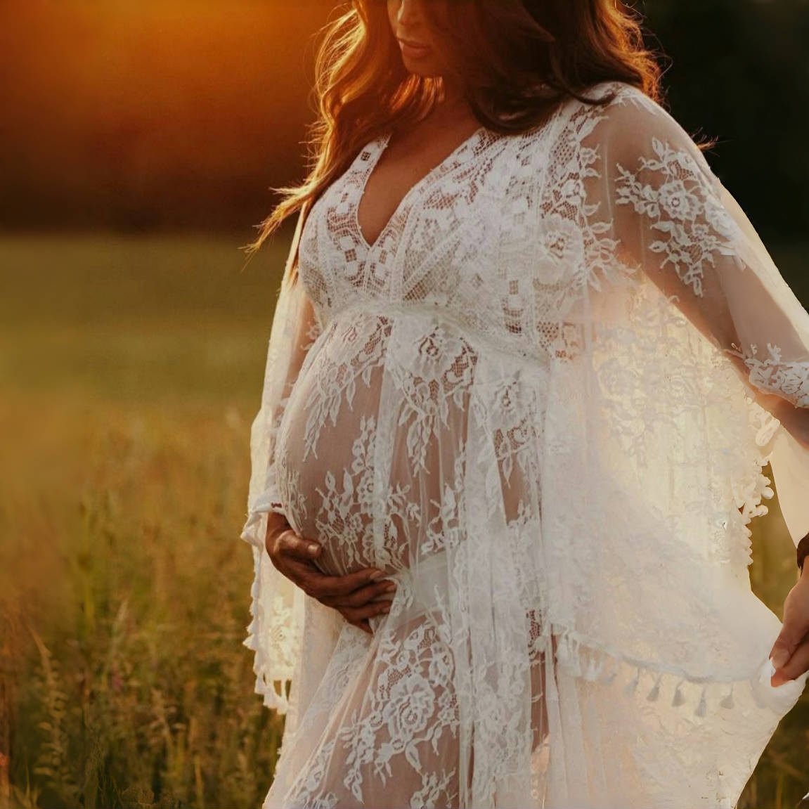 Boho Summer Beach Maxi Dress - Boho Spitze Matenrity Fotoshooting Lange Kleider