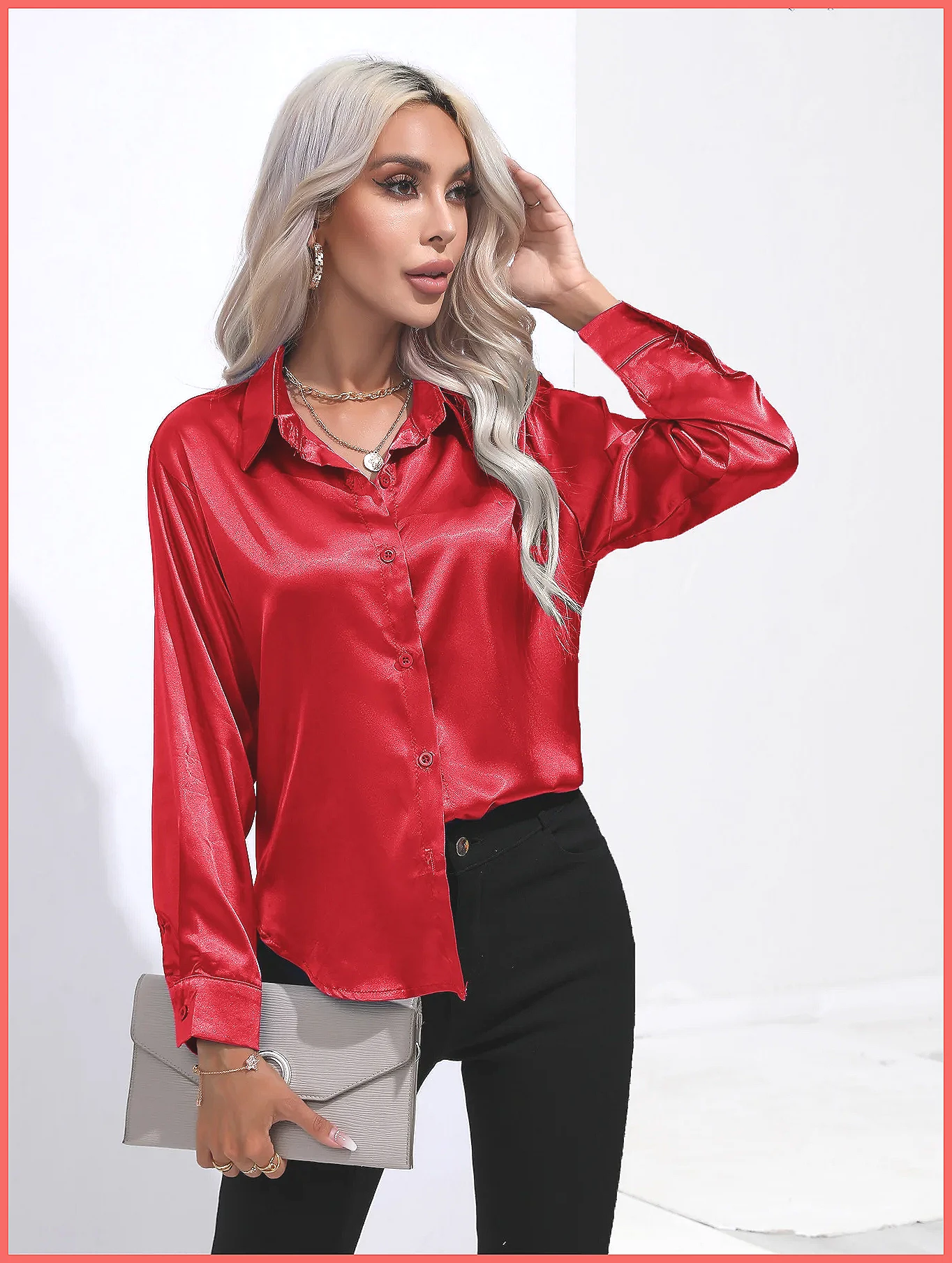 Blouses - 2025 Frühling Sommer Satin-Hemd für Damen,