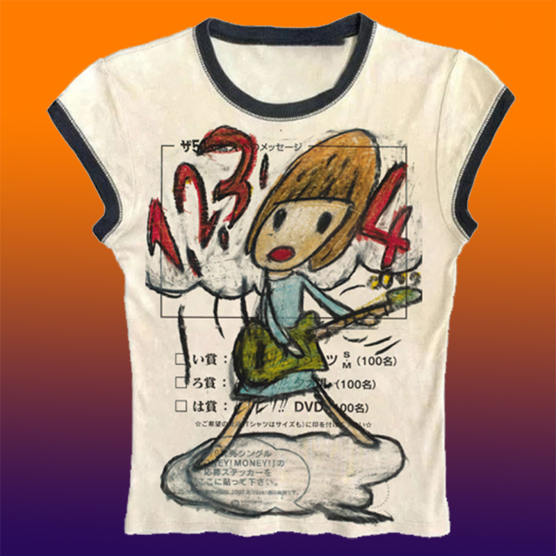 Y2K Graphic Baby Tee Crop - Y2K Koreanische Beliebte Kleidung Emo Sommer