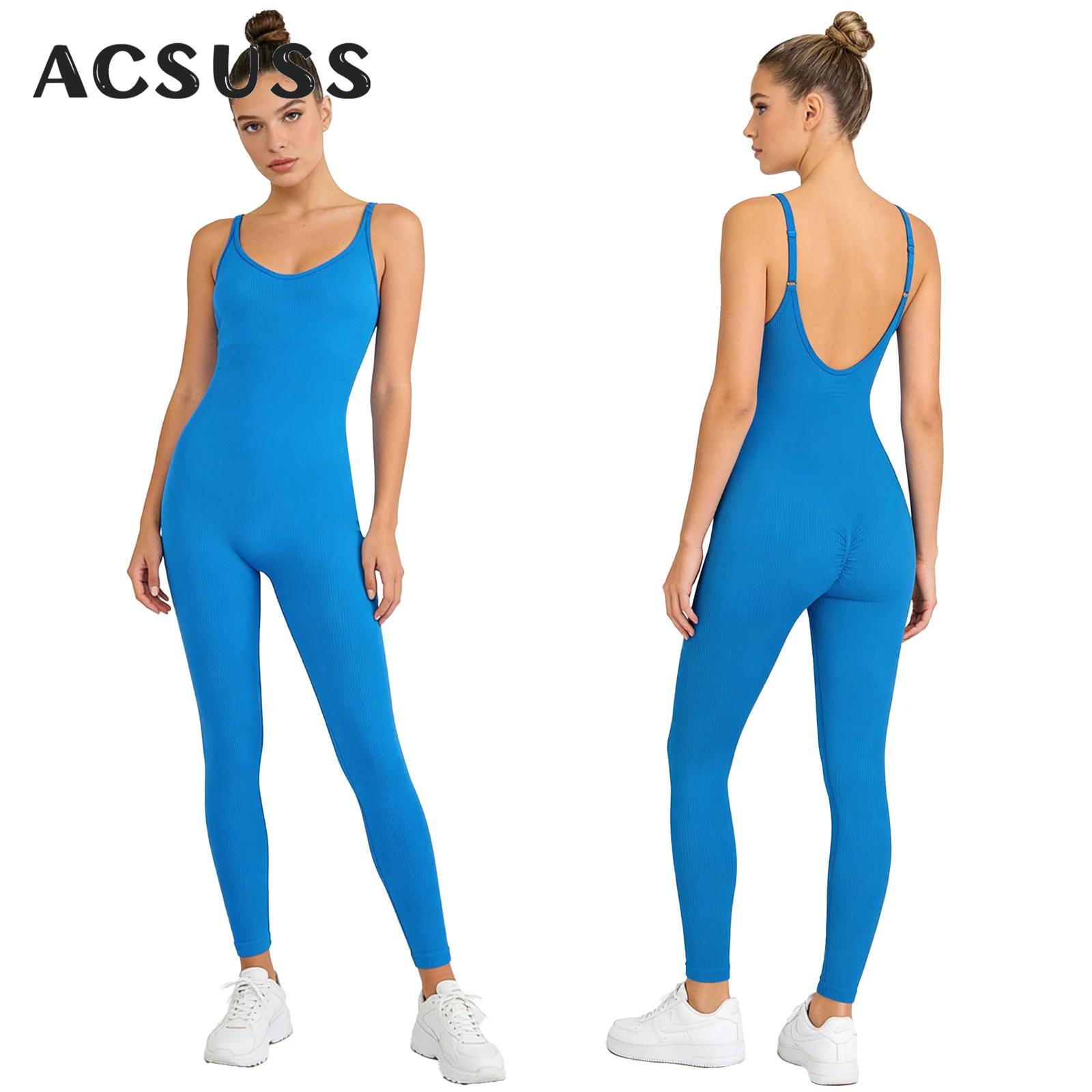 Seamless Ribbed Workout Tank Top - Damen Yoga Workout Jumpsuit Einteiler Tank