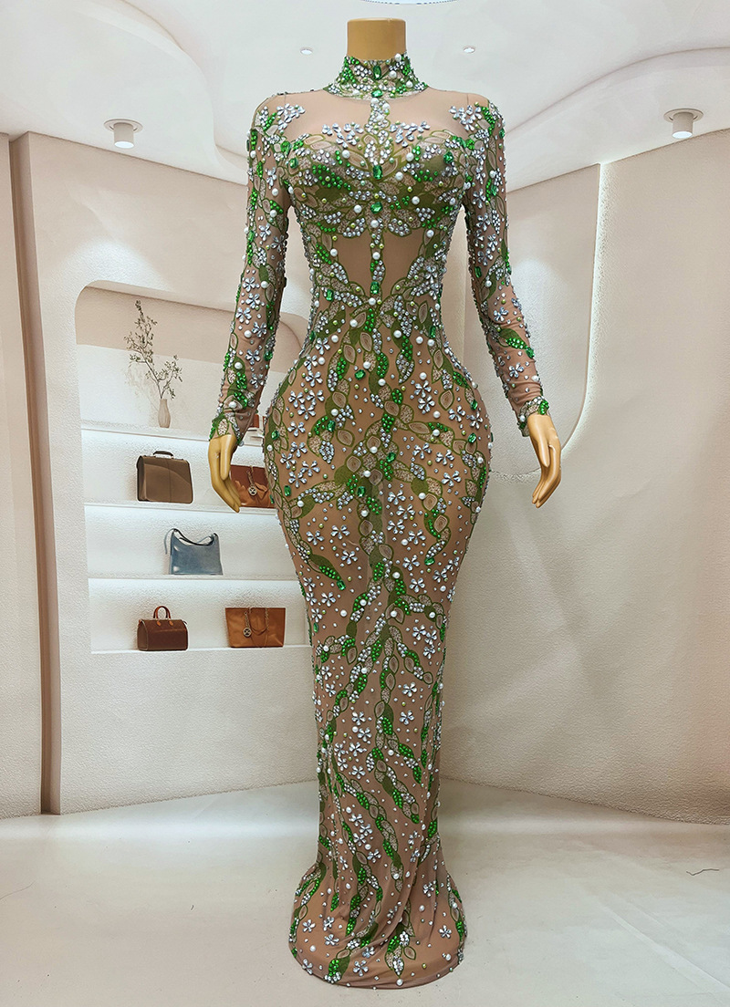 Sparkly Rhinestone Club Party Dress - Ein atember aub endes Abendkleid langes