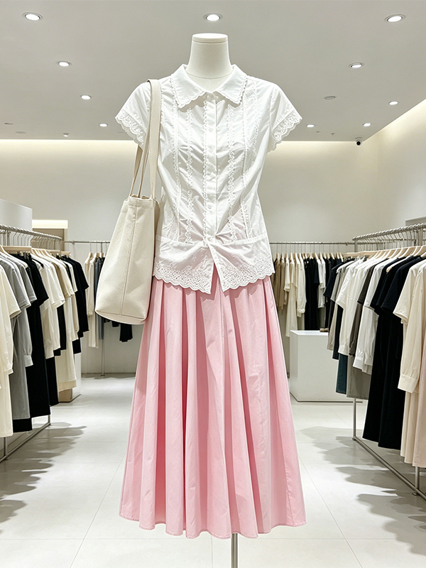 Korean Style A Line Shirt Dress - Elegantes Sommer-Set für große Größen: Damenhemd