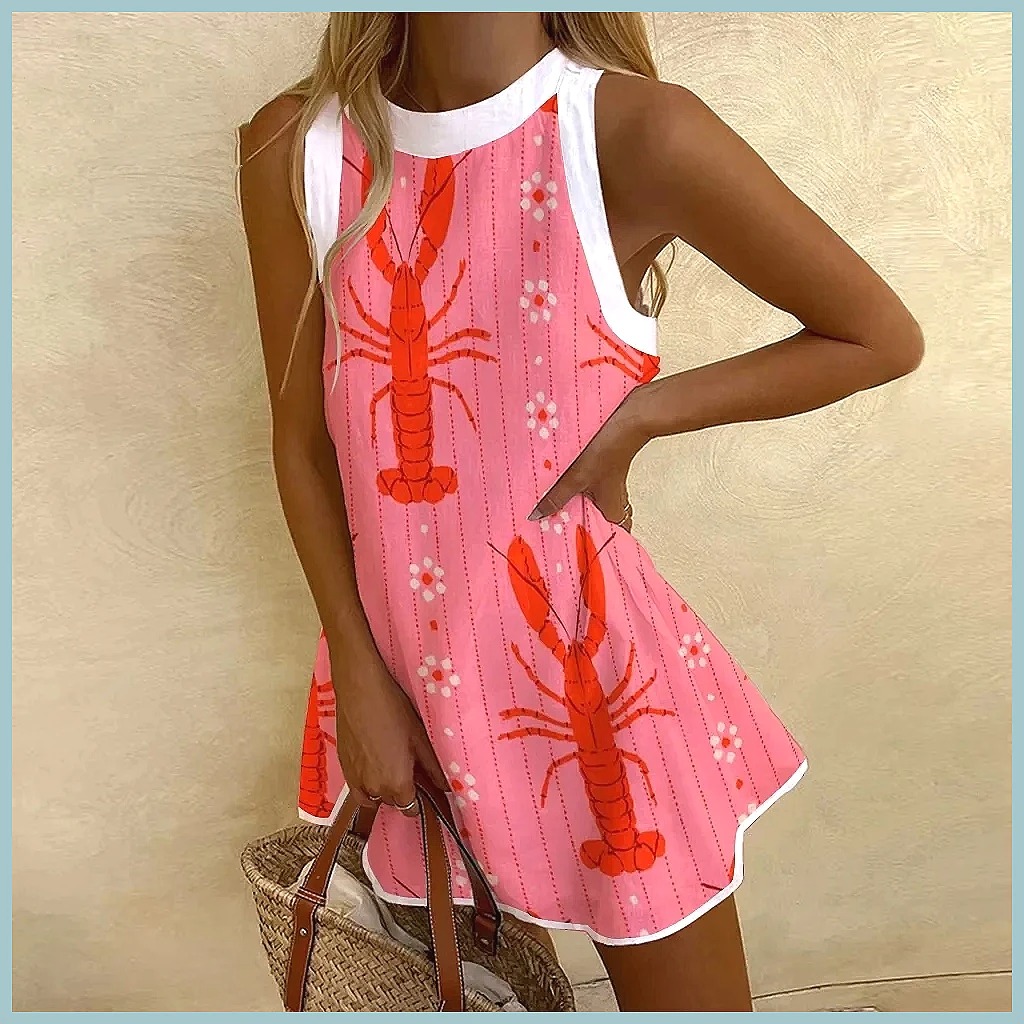 Dresses - Damenkleid mit Ananas-Print Ärmellos - Lässiges