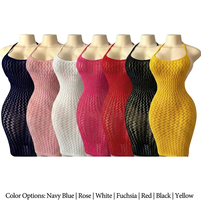Sexy Mesh Sheer Bodycon Dress - Netz-Strandkleid für Damen, Transparentes Fischnetz-Bodycon-Kleid, Sexy