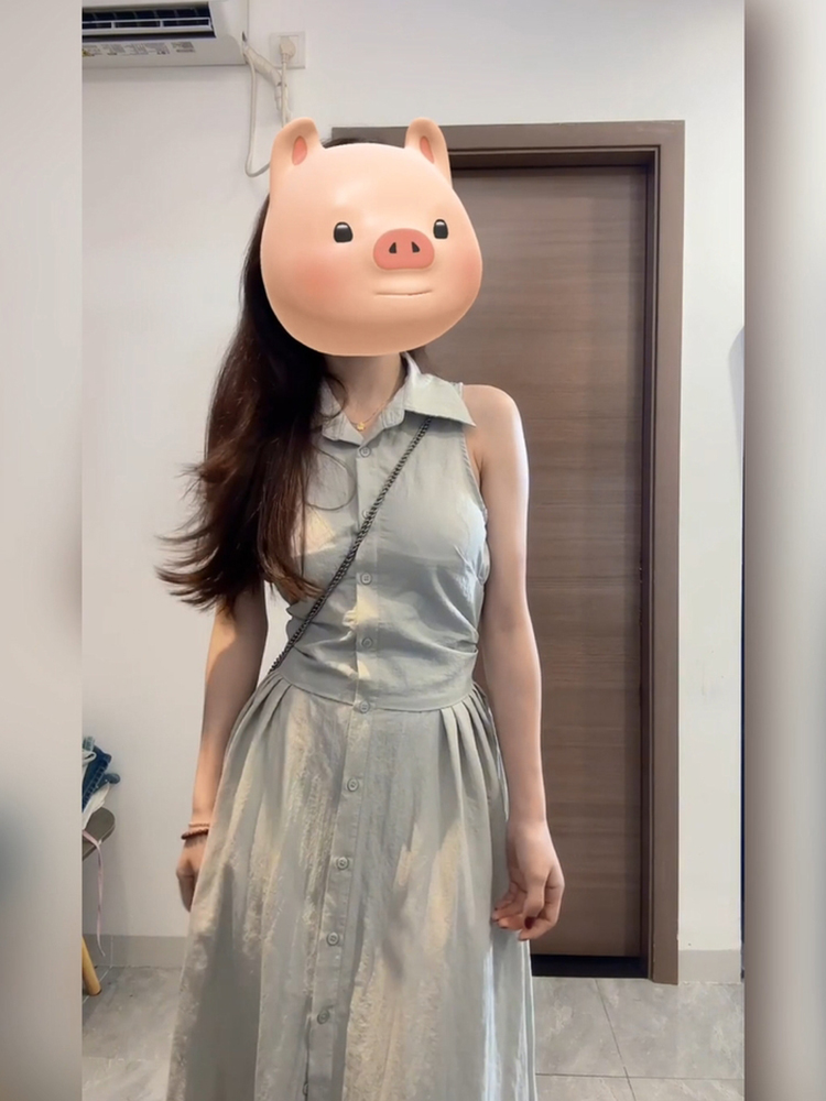 Korean Style A Line Shirt Dress - XZY Schickes, lässiges ärmelloses Hemdkleid für