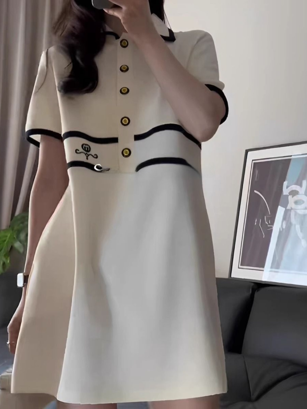 Korean Style A Line Shirt Dress - Übergröße Hemdkleid mit Kragen und kurzen