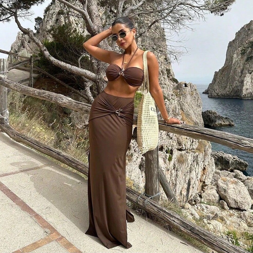 Swimwear - Ärmelloser Tankini-Bikini für Damen mit Neckholder-Ausschnitt
