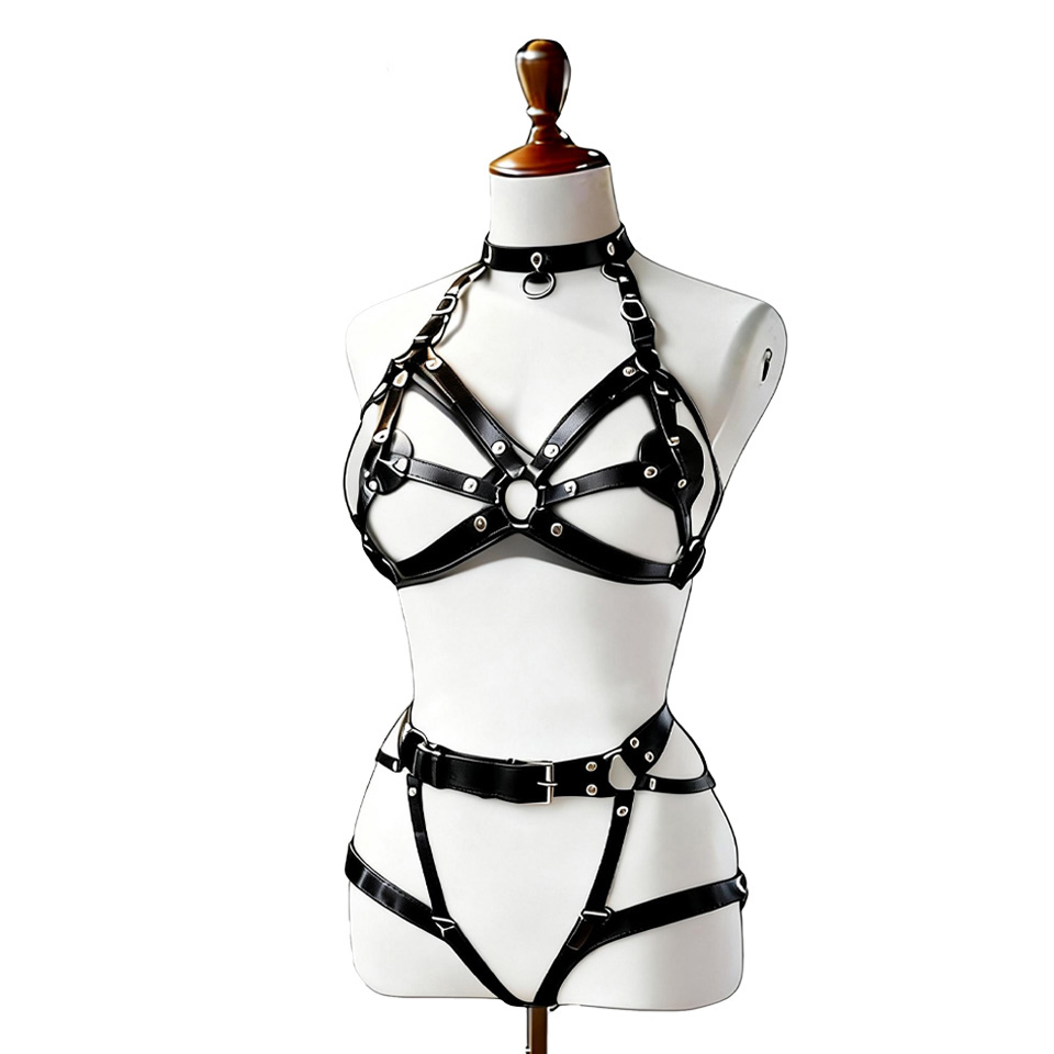 Lingerie - Damen Sexy Leder-Lingerie Körper-Harness Gürtel Hosenträger