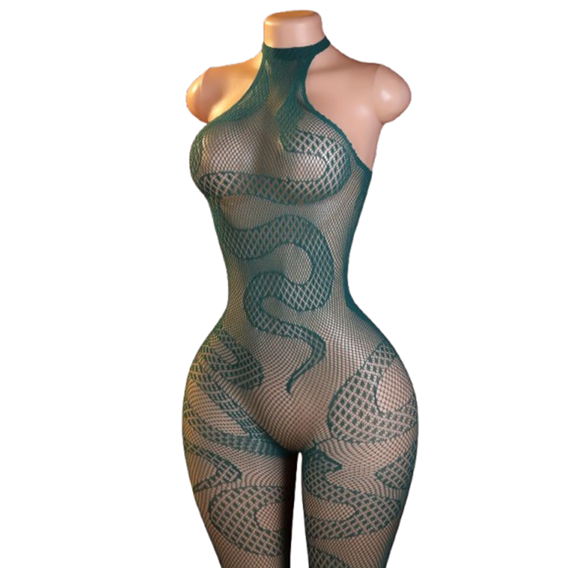 Lingerie - 1-teiliger sexy Schlangenleder-Bodysuit für Damen –