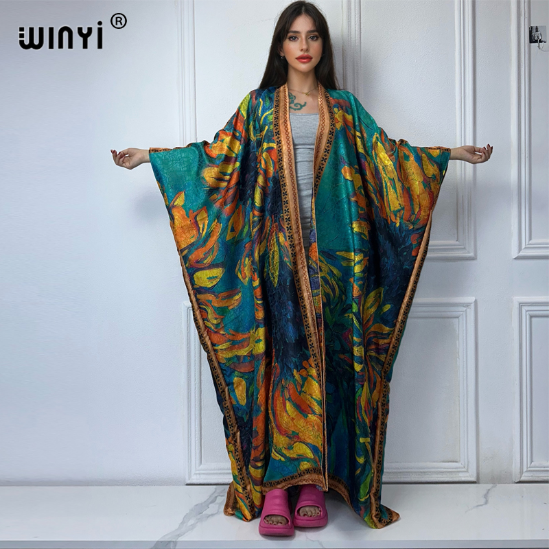 Boho Summer Beach Maxi Dress - WINYI hochwertiger offener Mantel mit Boho-Print,