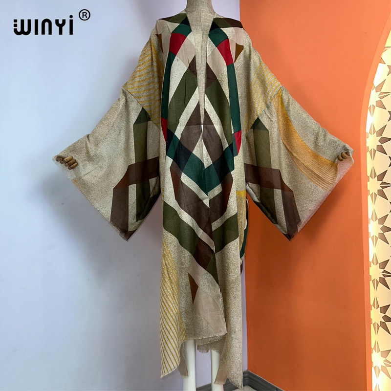 Boho Summer Beach Maxi Dress - Winyi Kimono Sommer Boho Print Kaftans