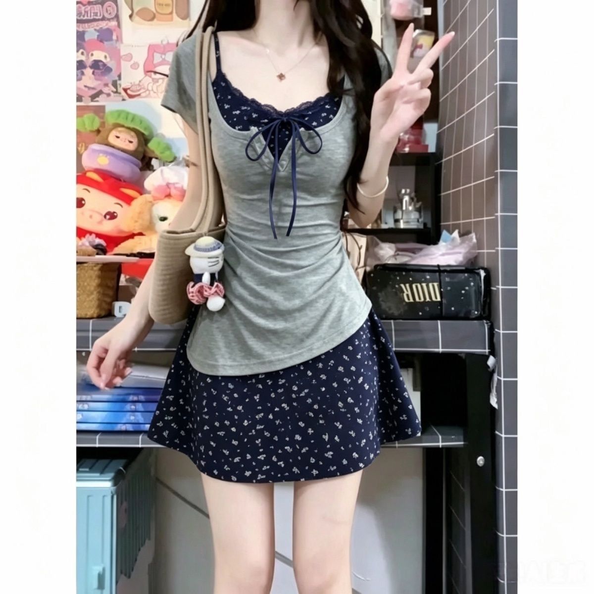 Damen Französisches Elegantes  – Korean Style A Line Shirt Dress Bewertung und Preis