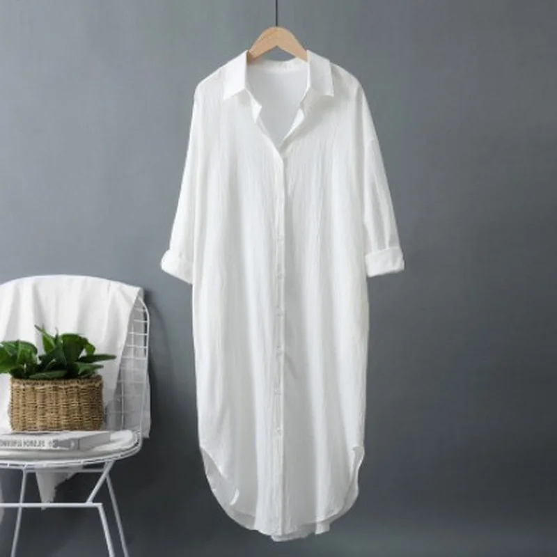 Neue Baumwoll- und Leinen-Dame – Casual Loose Linen Shirt Dress Bewertung und Preis