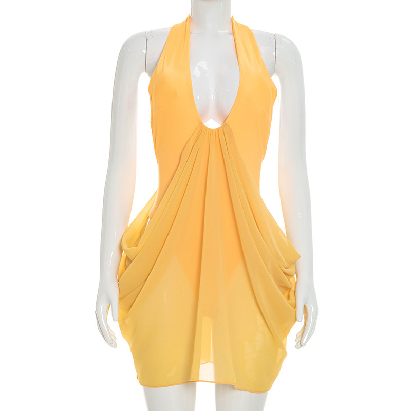Hohles Sexy Mini-Kleid für Dam – Y2K Backless Halter Mini Dress Bewertung und Preis