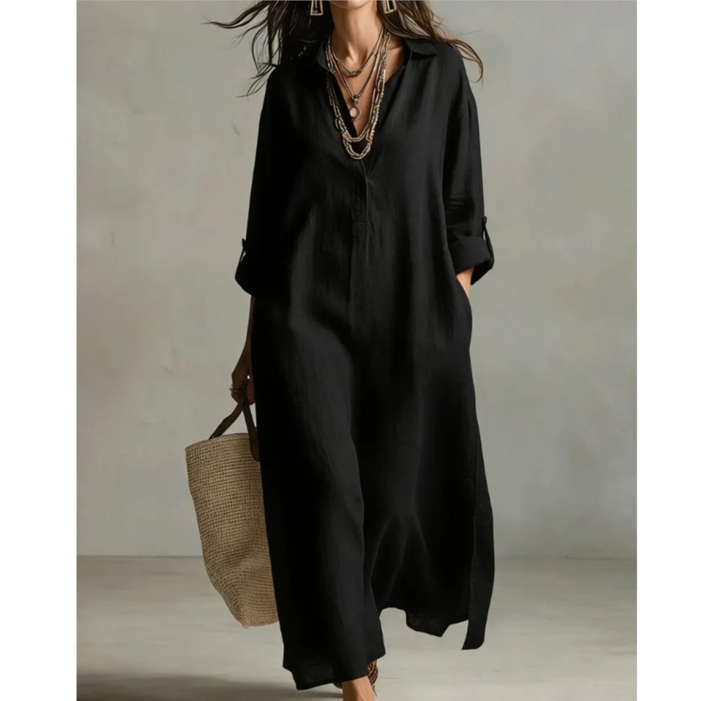Damen Vintage Leinen-Hemdkleid – Casual Loose Linen Shirt Dress Bewertung und Preis