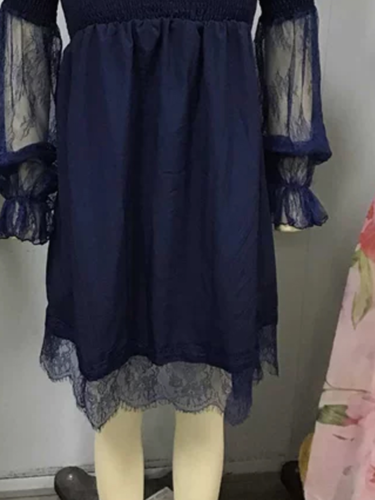 Schulterfreies Spitzen-Minikle – Off Shoulder Puff Sleeve Sundress Bewertung und Preis