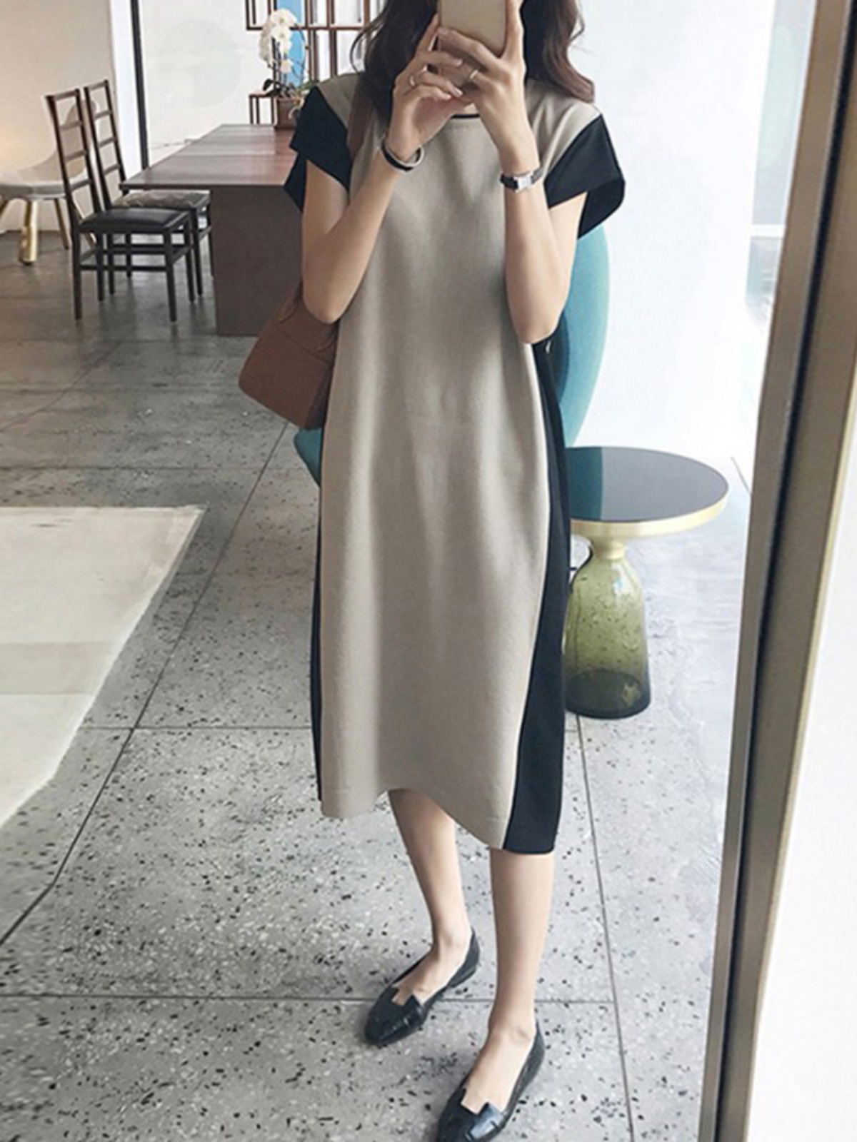 Schlankmachendes Midikleid mit – Korean Style A Line Shirt Dress Bewertung und Preis
