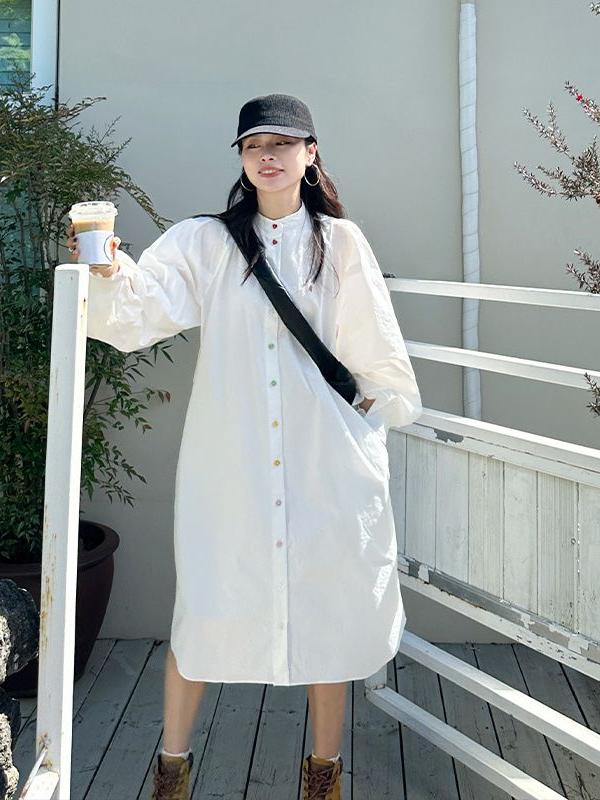Übergrößen Damen Langarm-Hemdk – Korean Style A Line Shirt Dress Bewertung und Preis