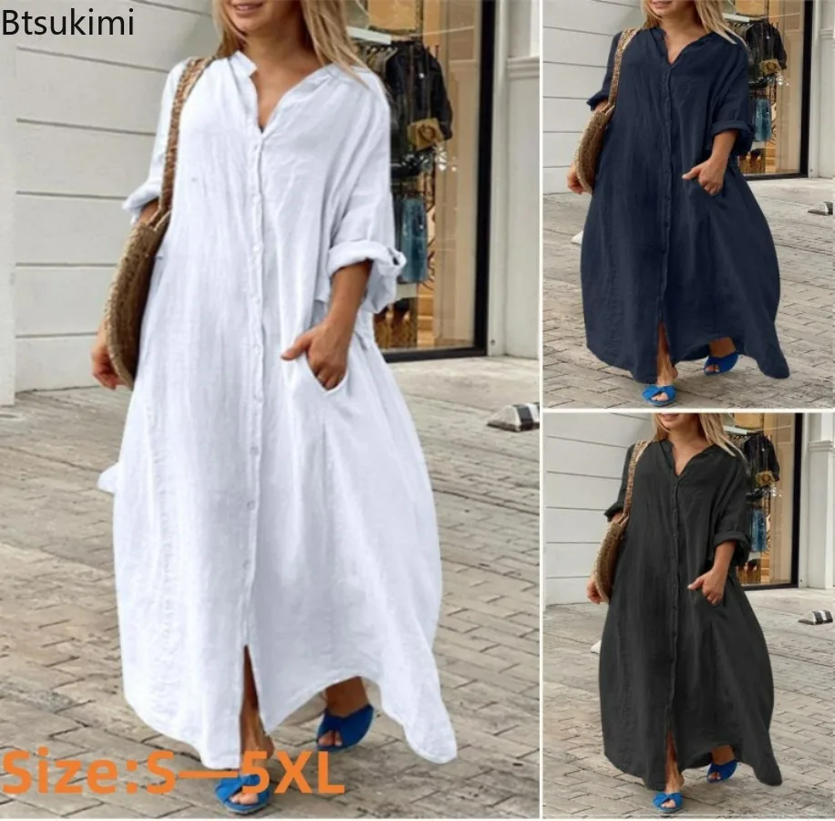 2026 Damen Casual Baumwoll-Lei – Casual Loose Linen Shirt Dress Bewertung und Preis
