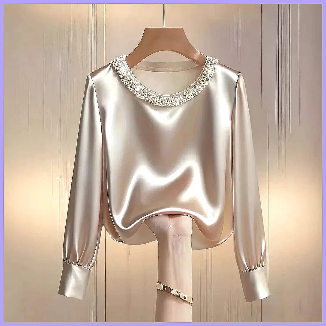 Elegante Perlenbesetzte Satin- – Blouses Bewertung und Preis