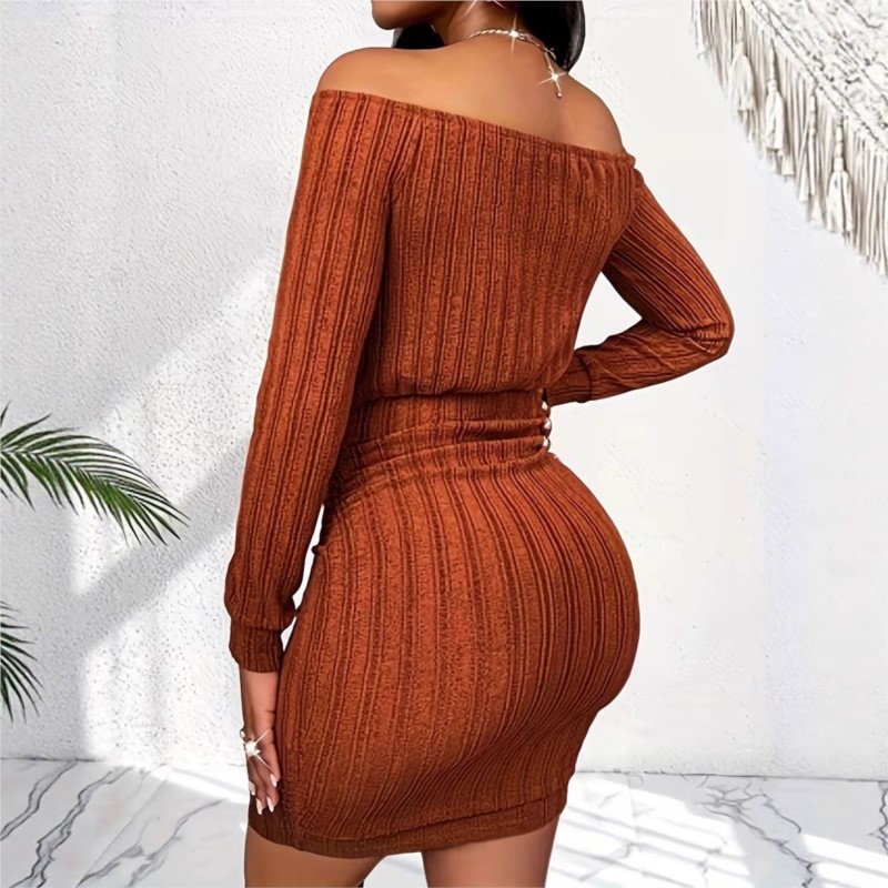 Damenmode-Kleid für Frühling u – Bodycon Long Sleeve Ribbed Dress Bewertung und Preis