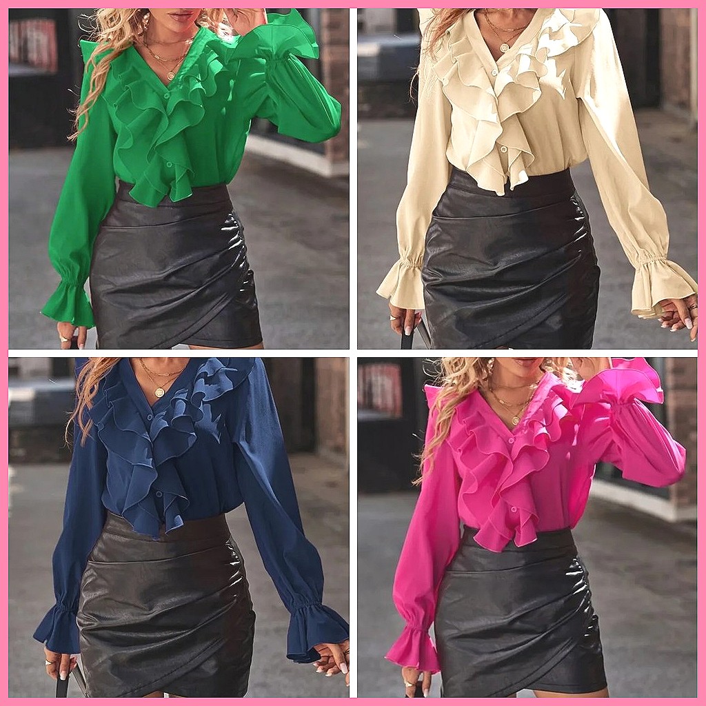 2025 Modische V-Ausschnitt Blu – Blouses Bewertung und Preis