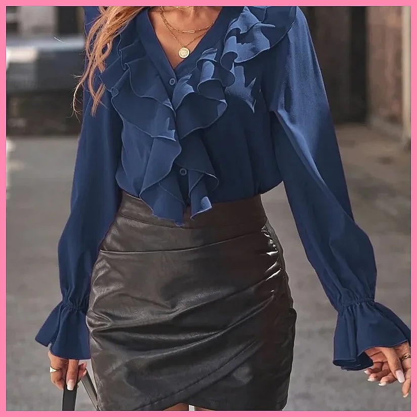 2025 Modische V-Ausschnitt Blu – Blouses Bewertung und Preis