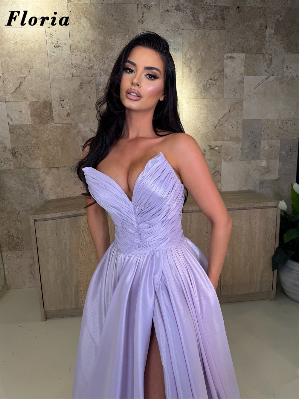Fliederfarbenes Elegantes Drei – Elegant Satin Evening Gown Split Bewertung und Preis