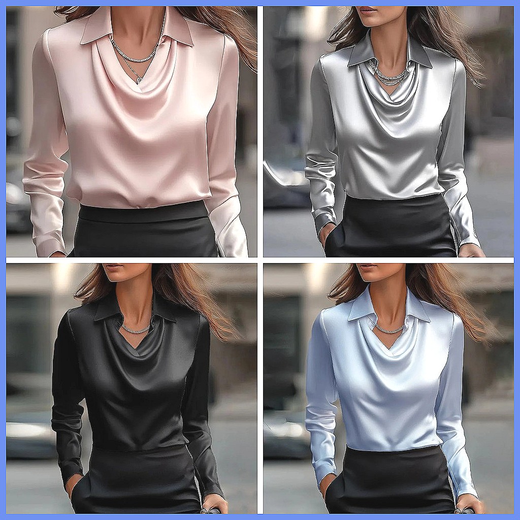 Vintage Satin-Bluse für Damen, – Blouses Bewertung und Preis