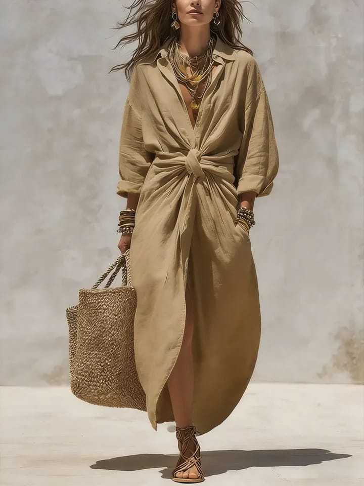 Boho Weißes Leinen-Baumwoll-He – Casual Loose Linen Shirt Dress Bewertung und Preis