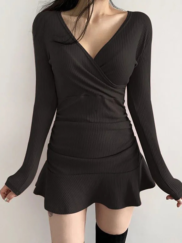 Aossviao schwarz gestrickte ge – Bodycon Long Sleeve Ribbed Dress Bewertung und Preis