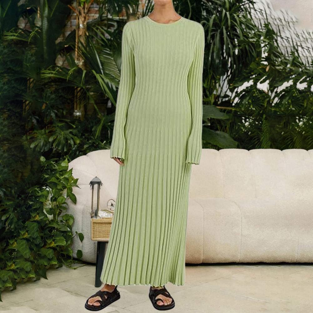 Geripptes Strickkleid für Dame – Bodycon Long Sleeve Ribbed Dress Bewertung und Preis