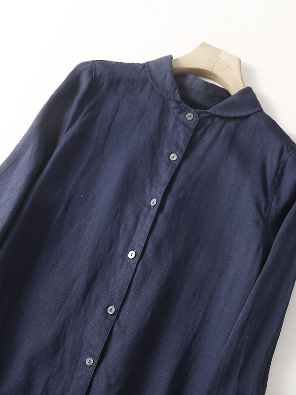 Lässiges Baumwoll-Leinen-Hemdk – Casual Loose Linen Shirt Dress Bewertung und Preis