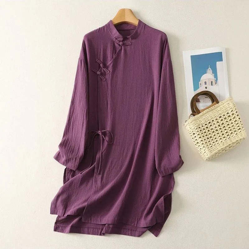 Damen-Tunika-Kleid im chinesis – Casual Loose Linen Shirt Dress Bewertung und Preis