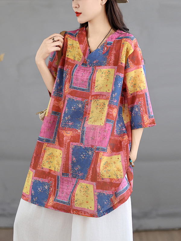 Lässiges Leinen-Print-Top, Vin – Casual Loose Linen Shirt Dress Bewertung und Preis
