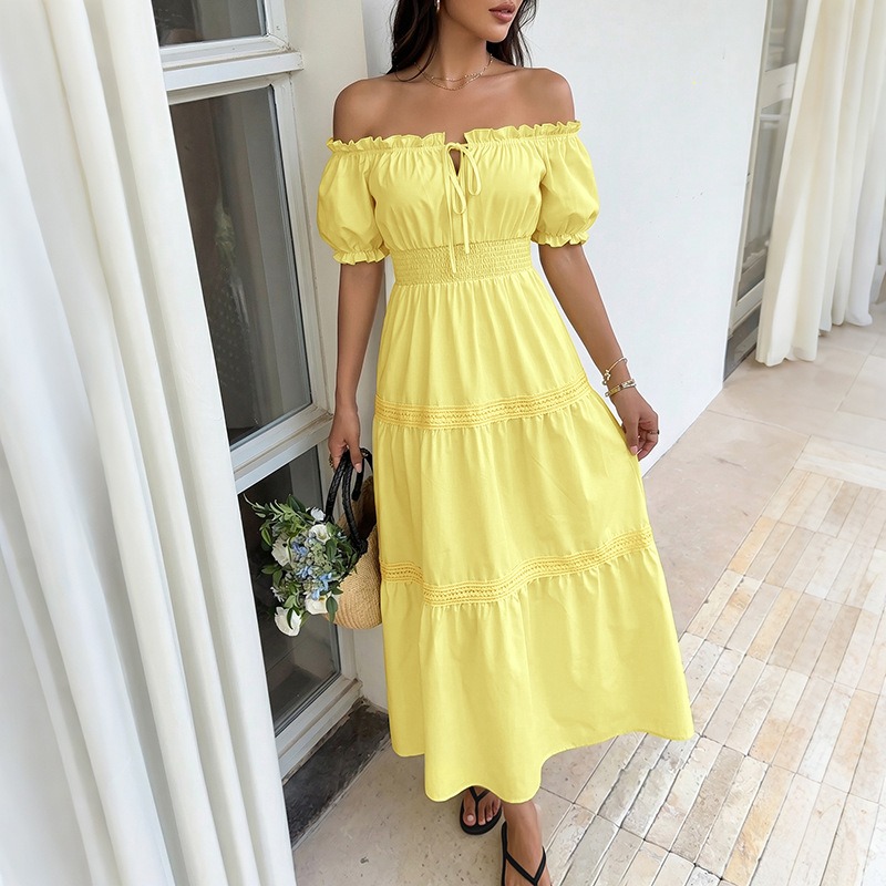 Sommerliches Boho-Kleid für Da – Off Shoulder Puff Sleeve Sundress Bewertung und Preis