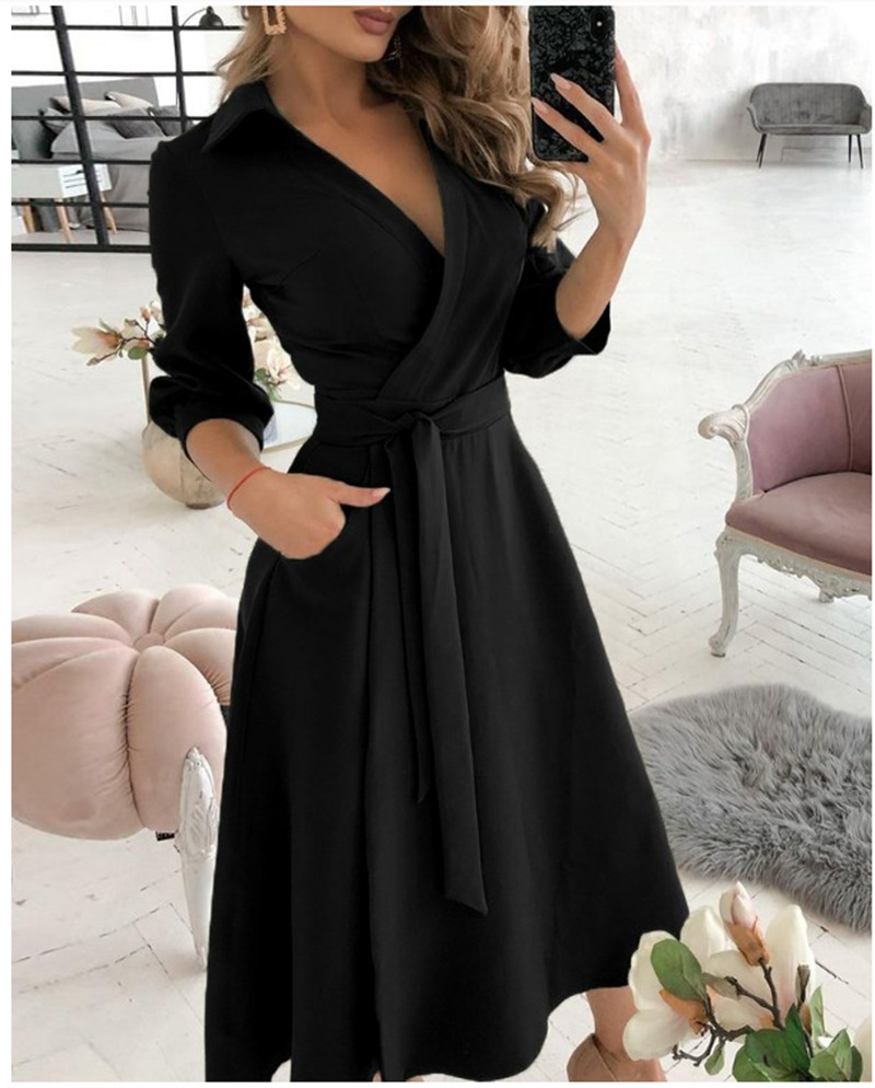 Frauen Print Kleid Sexy V-auss – French Vintage Floral Midi Dress Bewertung und Preis