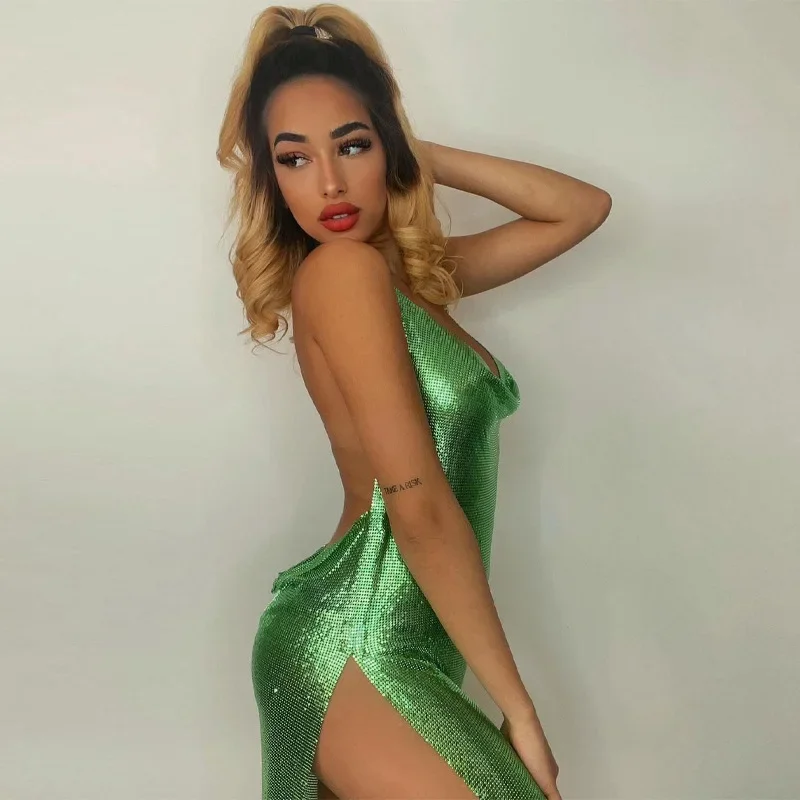 Vergoldung Mini Club Party Kle – Y2K Backless Halter Mini Dress Bewertung und Preis