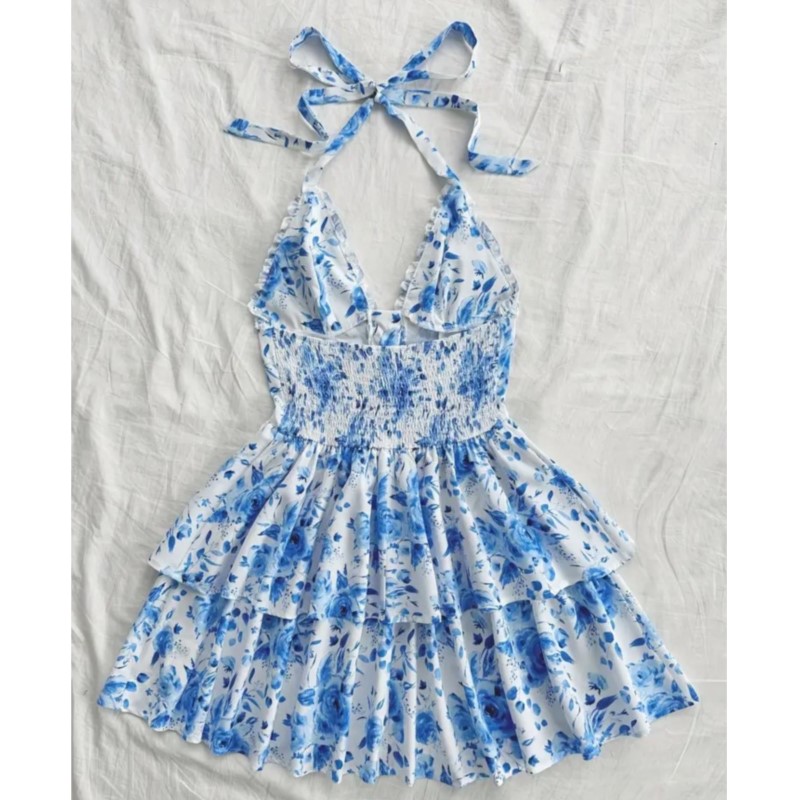 Damen Urlaubsstil Retro Kurzkl – French Vintage Floral Midi Dress Bewertung und Preis