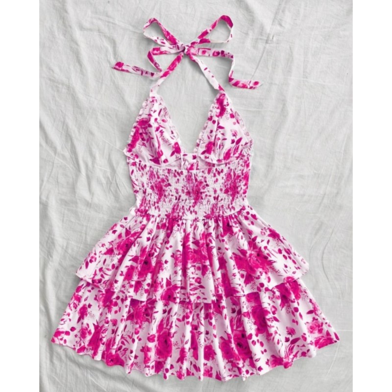 Damen Urlaubsstil Retro Kurzkl – French Vintage Floral Midi Dress Bewertung und Preis