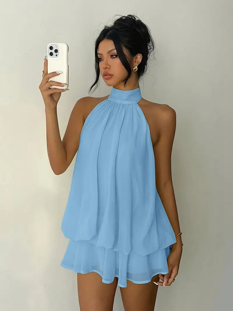 Damen Neckholder-Kleid Rückenf – Y2K Backless Halter Mini Dress Bewertung und Preis